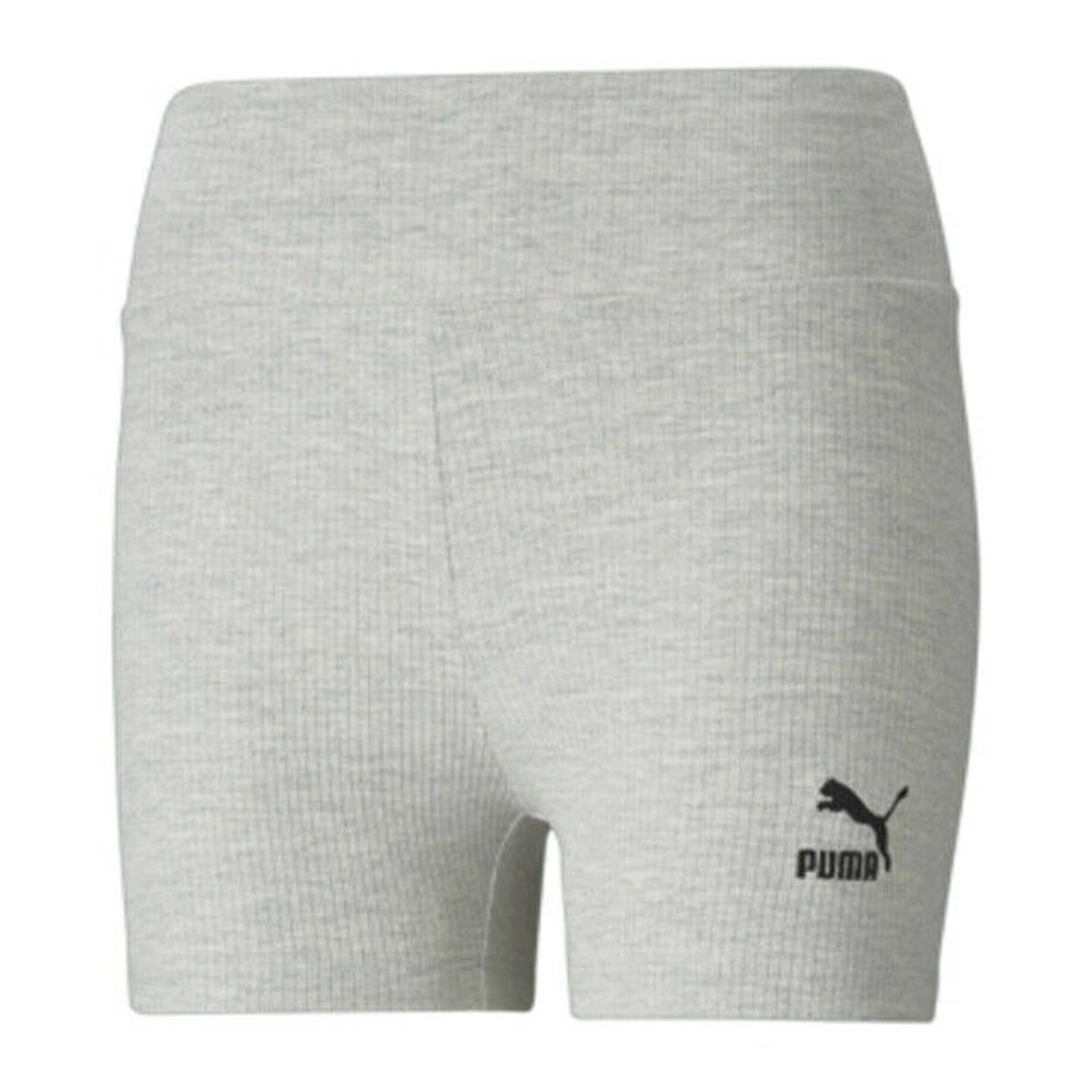 JR515 Puma Light Gray Women's Classics Ribbed Bike Shorts Size M